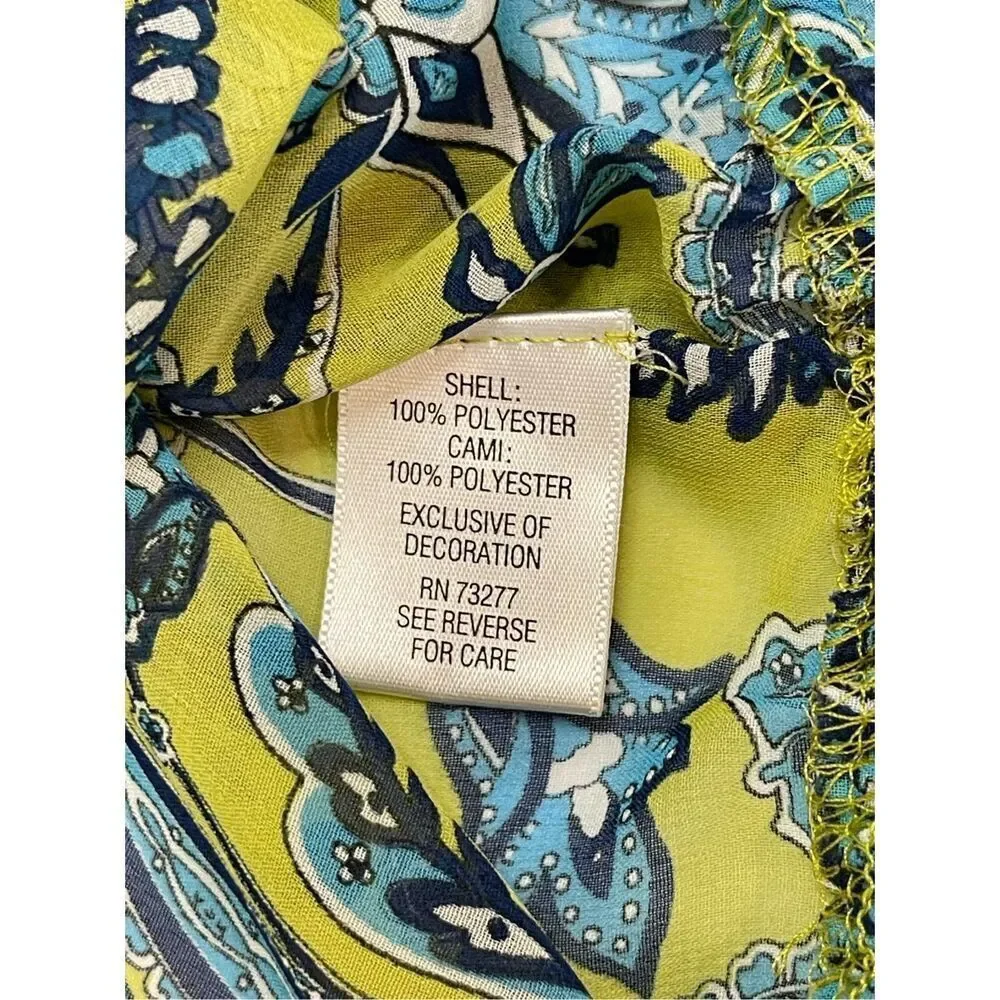 Apt 9 women’s handkerchief blouse with cami blue and green size 2X cold shoulder - Picture 5 of 7